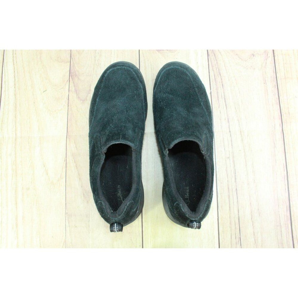 LL Bean Black Suede Comfort Moccasin Slip On Loafer Shoes Size 8.5 Wide - Picture 7 of 9